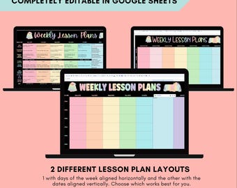 Piani di lezione settimanali per insegnanti modificabili su Fogli Google, modello di pianificatore di lezioni giornaliere digitali per insegnanti, registro di classe per educatori homeschooler 2025-2026