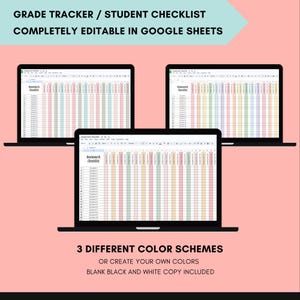 Editable Google Sheets Student Grade Checklist Chart Digital Student Grade Homework Tracker Template Teacher Classroom Organization Binder