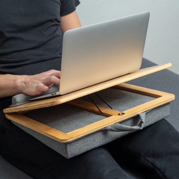 Adjustable Lap Laptop Desk with Cushion Pillow, Fits up to 15.6 Laptop Tablet and Phone Stand, Ipad Holder, Home Office Product