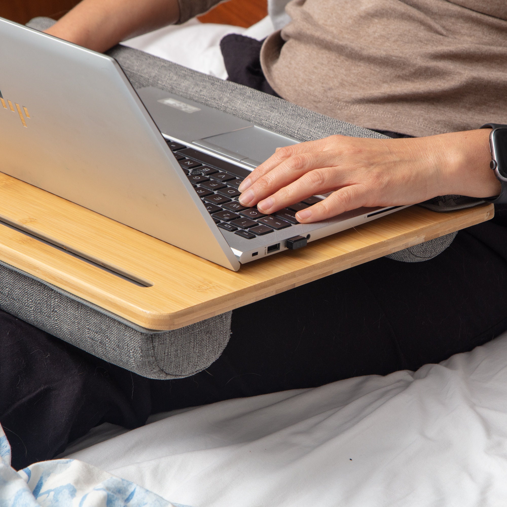 Lap Desk, Laptop Stand With iPhone Holder, and iPad Holder, Lap Laptop