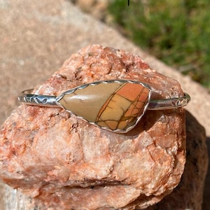 Handmade Sterling Silver Jasper Stone Cuff