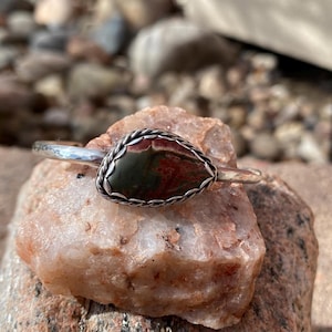 Handmade Sterling Silver Jasper Stone Cuff