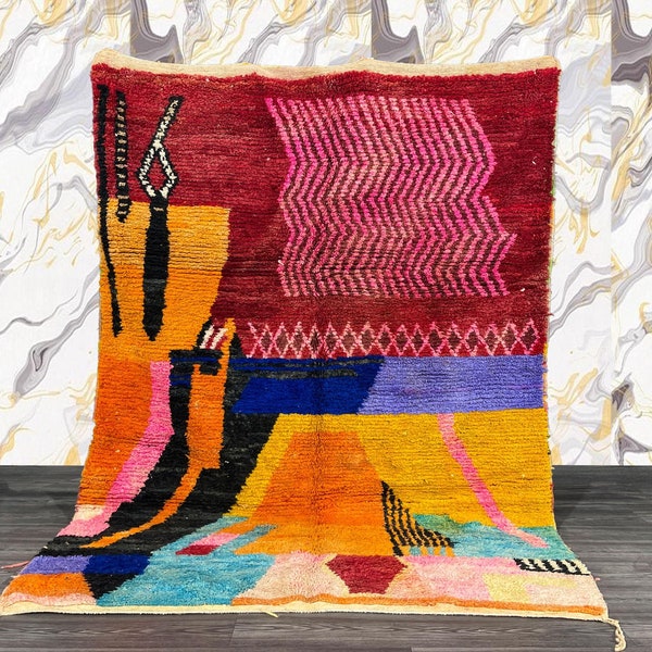 Cute Moroccan Rug, Colorful Berber Carpet, Sheep Wool Rug, Moroccan Area Rug, Authentic Wool Rug, Handmade Rug, Tapis Marocain