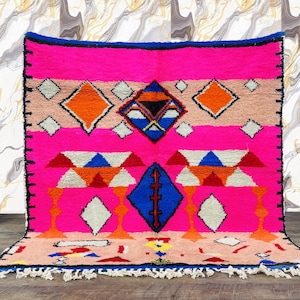 Soft Moroccan Pink rug, Wool Moroccan rug, Berber rug, Costum Beni Ourain rug, Handmade rug, Pink Morocco rug