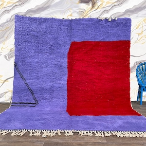 Contemporary Moroccan Custom Rug, Beni Ourain Purple Rug, Berber Area Carpet, Red And Purple Rug.