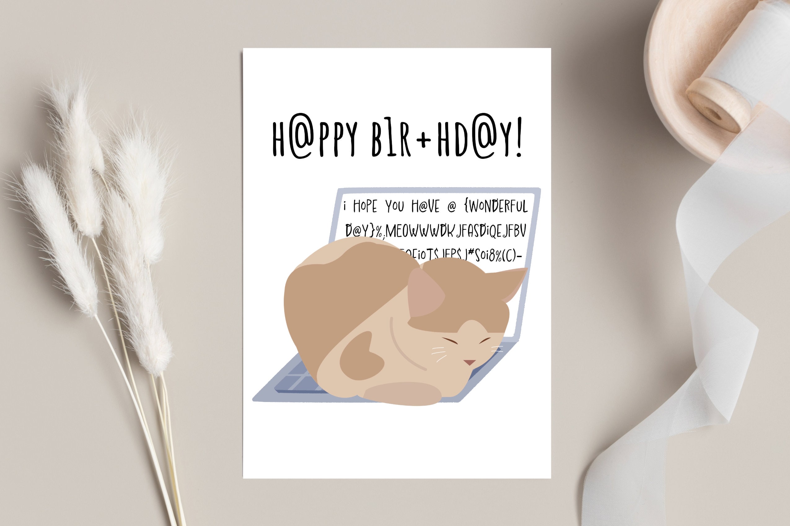 Printable Funny Cat Birthday Card | Instant Download | Cat Typing on ...