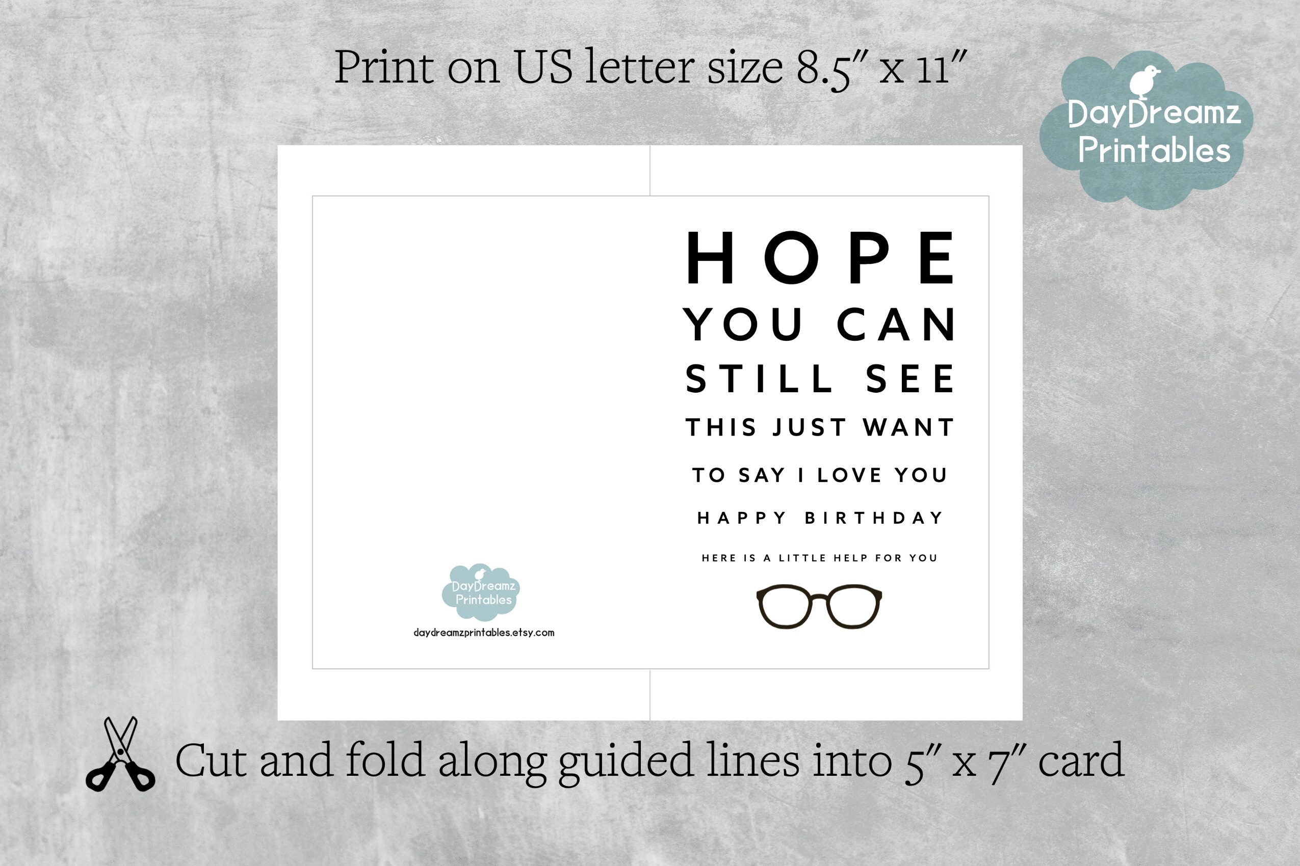 Printable Eye Chart Funny Birthday Card Instant Download Funny Birthday ...