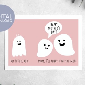 Cartão de Dia das Mães para impressão "Eu sempre te amarei mais do que meu futuro amor" | Download instantâneo | Cartão de amor de Dia das Mães 5x7 da filha e do filho