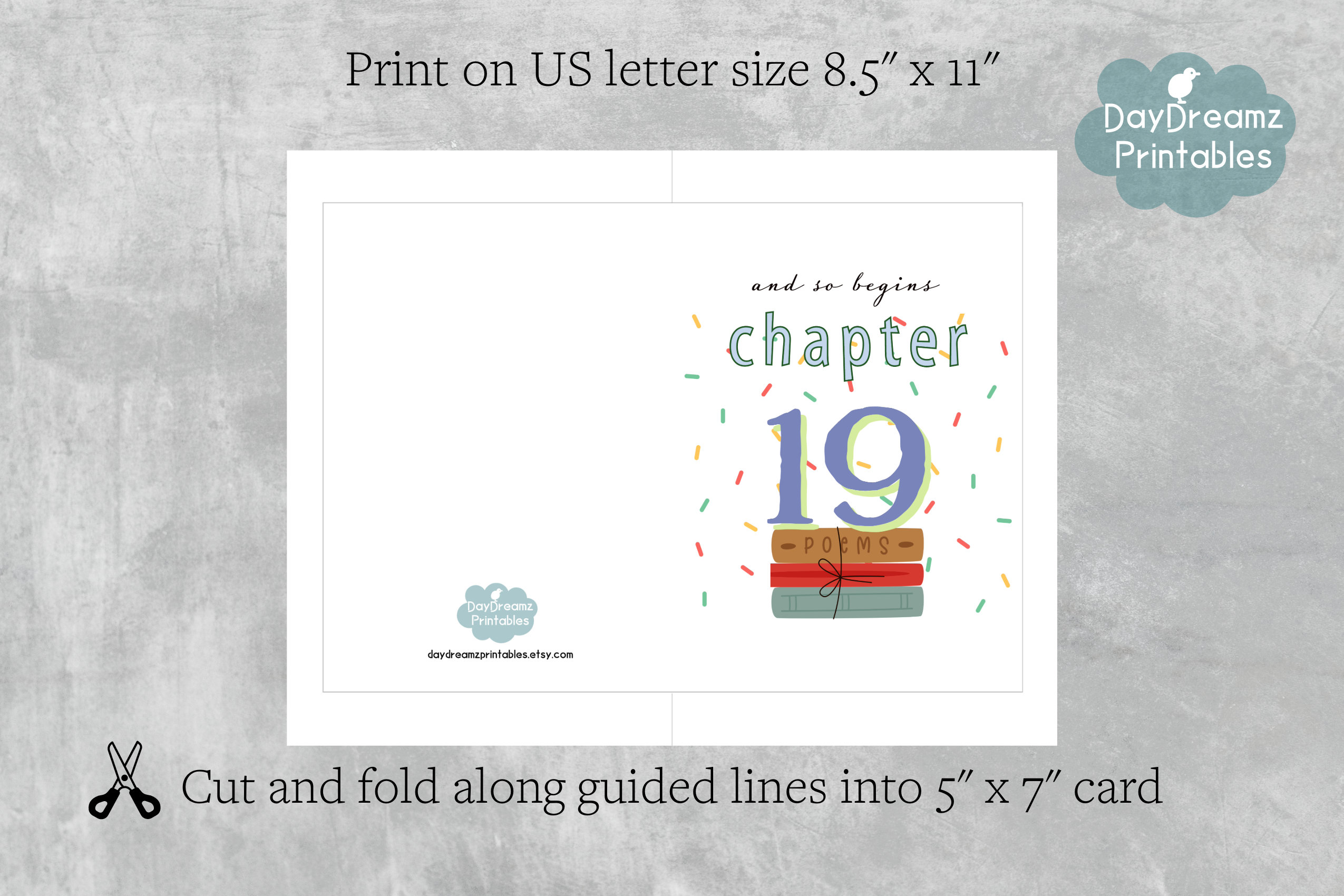 Printable 19th Birthday Card | Instant Download | and so Begins Chapter ...