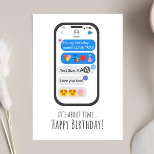 Printable Mom Zoom in Text Message Birthday Card | Instant Download ...