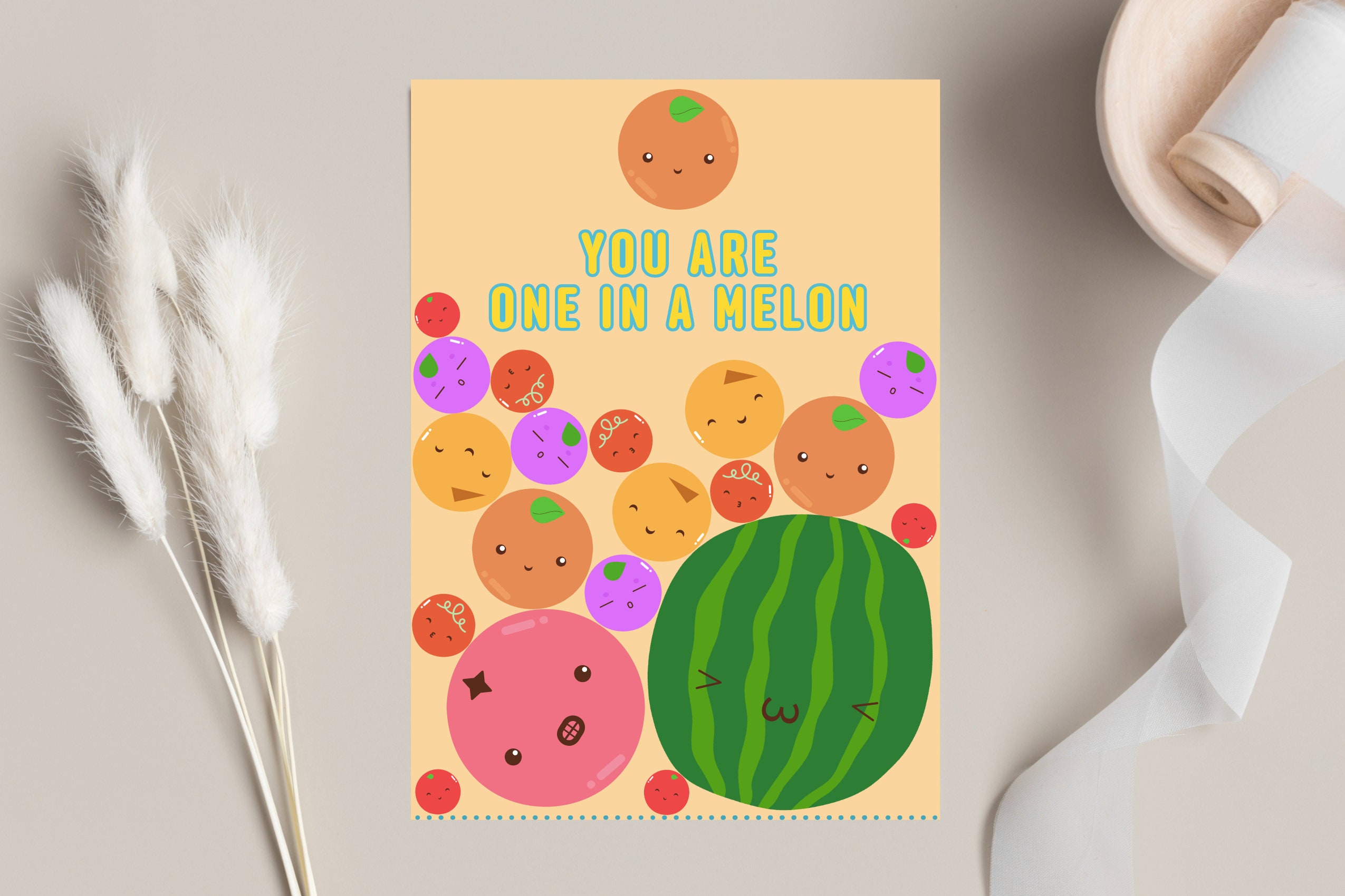 Printable Suika Watermelon Trendy Game Card | You're One in a Melon ...