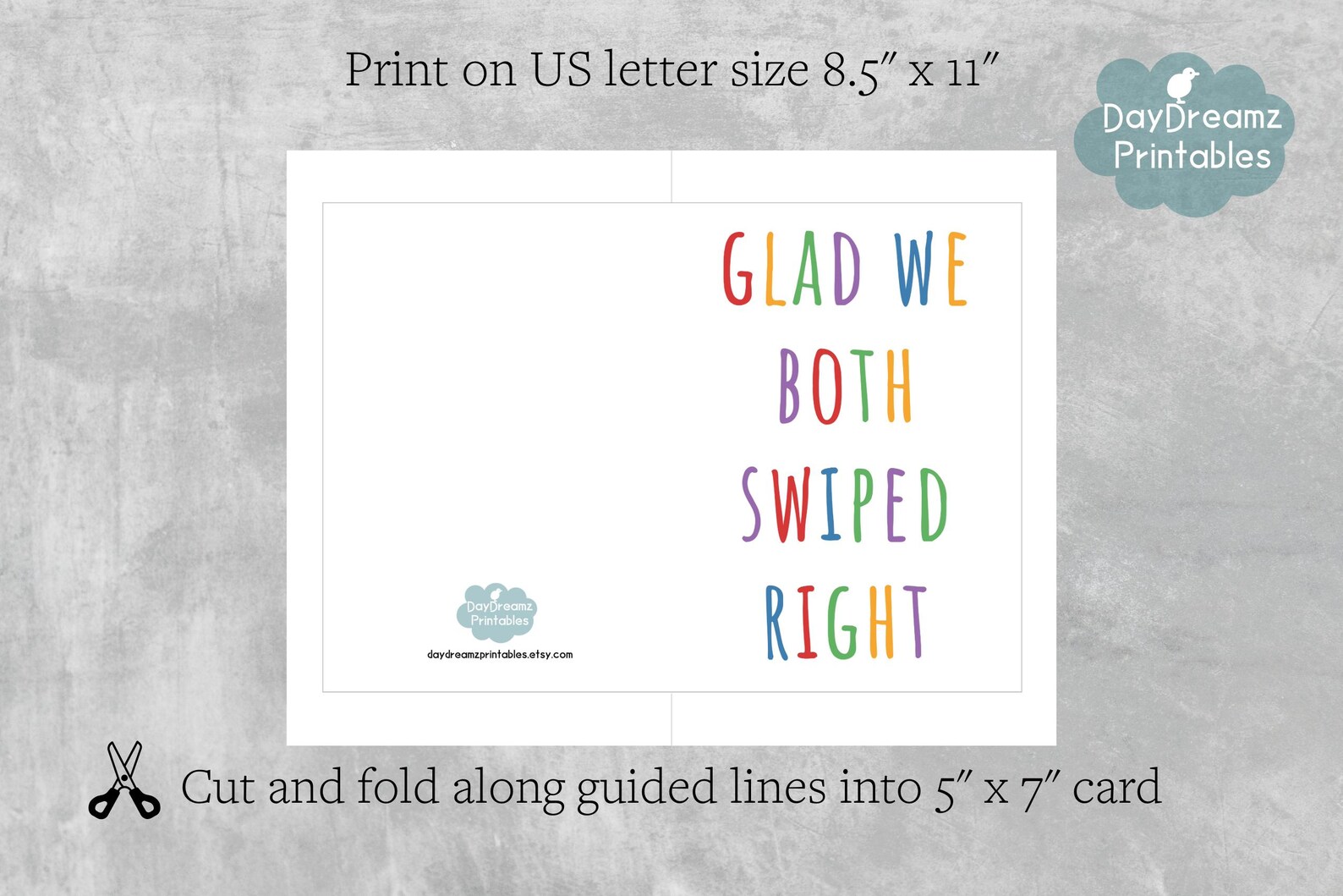 Printable Glad We Both Swiped Right Happy Anniversary | Instant ...