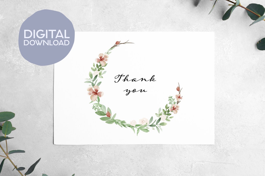 Printable Thank You Card Digital Download Thank You Printable Card 5x7 ...