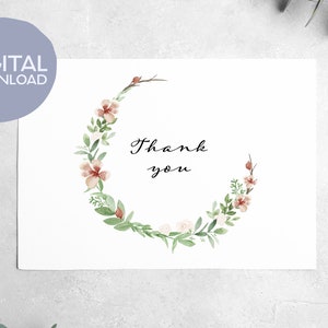 carte de remerciement imprimable | Téléchargement numérique | imprimable de remerciement | Carte de voeux 5 x 7 pour Thanksgiving, mariage, appréciation du professeur