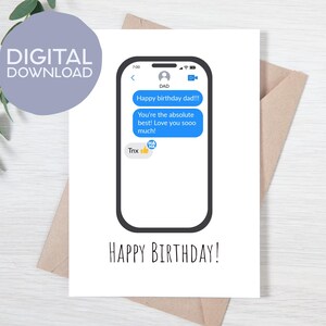 Druckbare Dad Daumen hoch lustige Textnachricht Geburtstagskarte | Sofortdownload | Druckbare Geburtstagskarte fürs iPhone | 17x20 cm Gruß für Papa