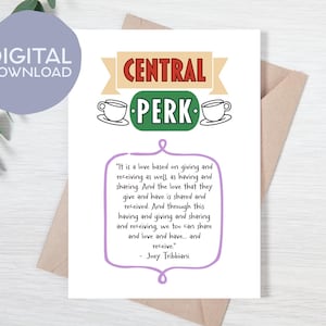 Wydrukuj kartę znajomych Joey Speech Wedding | Natychmiastowe pobranie | Central Perk Printable Card | 5x7 Having Giving Receving Anniversary Card
