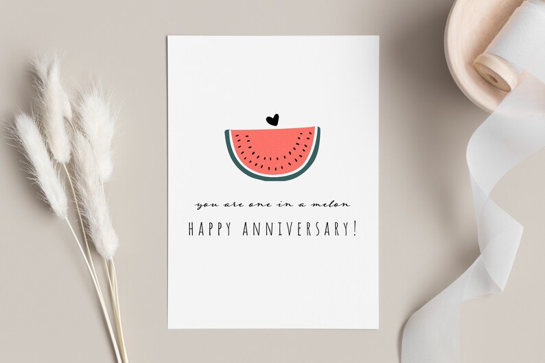 Printable One in a Melon Anniversary Card | Instant Digital Download ...