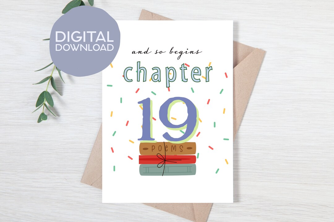 Printable 19th Birthday Card | Instant Download | and so Begins Chapter ...