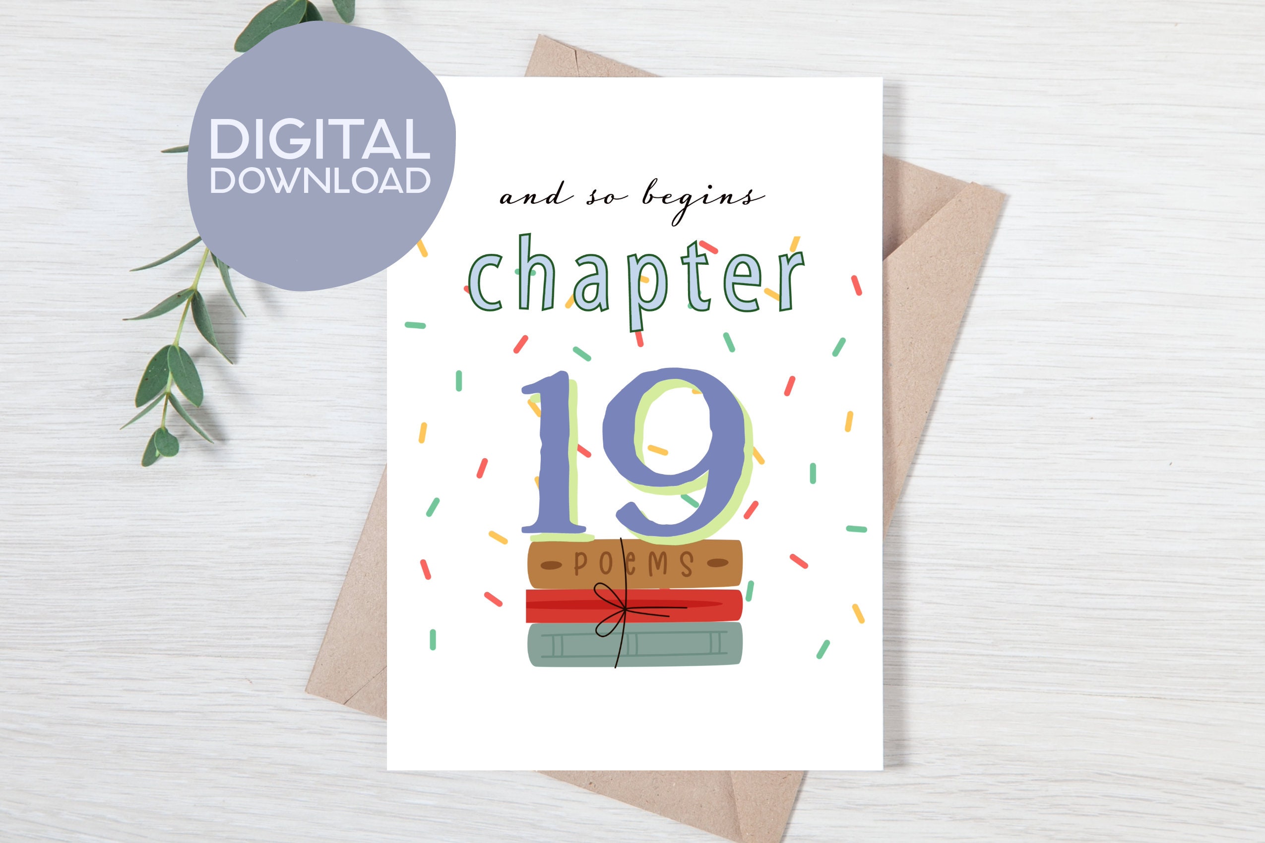 Printable 19th Birthday Card Instant Download and so Begins Chapter