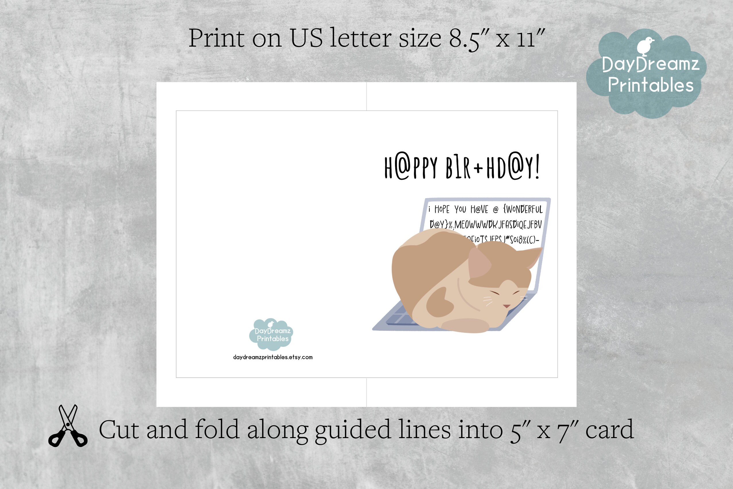 Printable Funny Cat Birthday Card | Instant Download | Cat Typing on ...