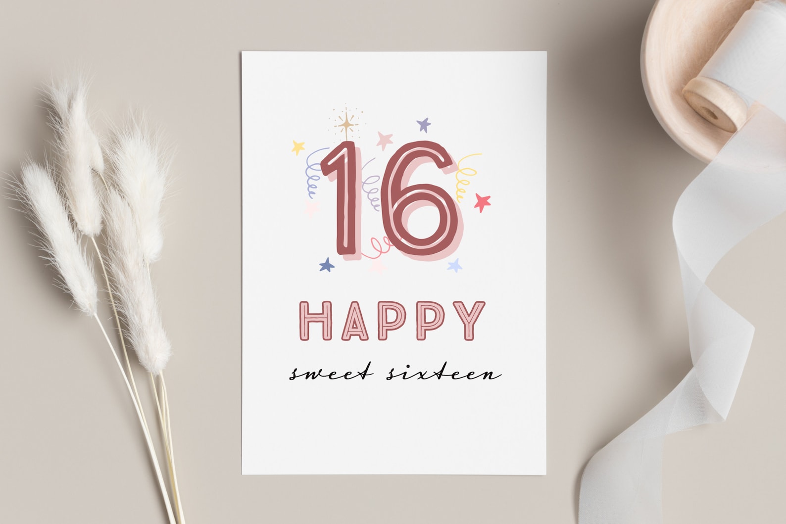 Printable Sweet 16 Birthday Card for Girl Instant Download Special