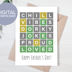 Carte de fête des pères à thème Wordle imprimable | Téléchargement instantané | Carte imprimable de jeu tendance | Amour de la fête des pères 5x7 de la fille, du fils et de la femme