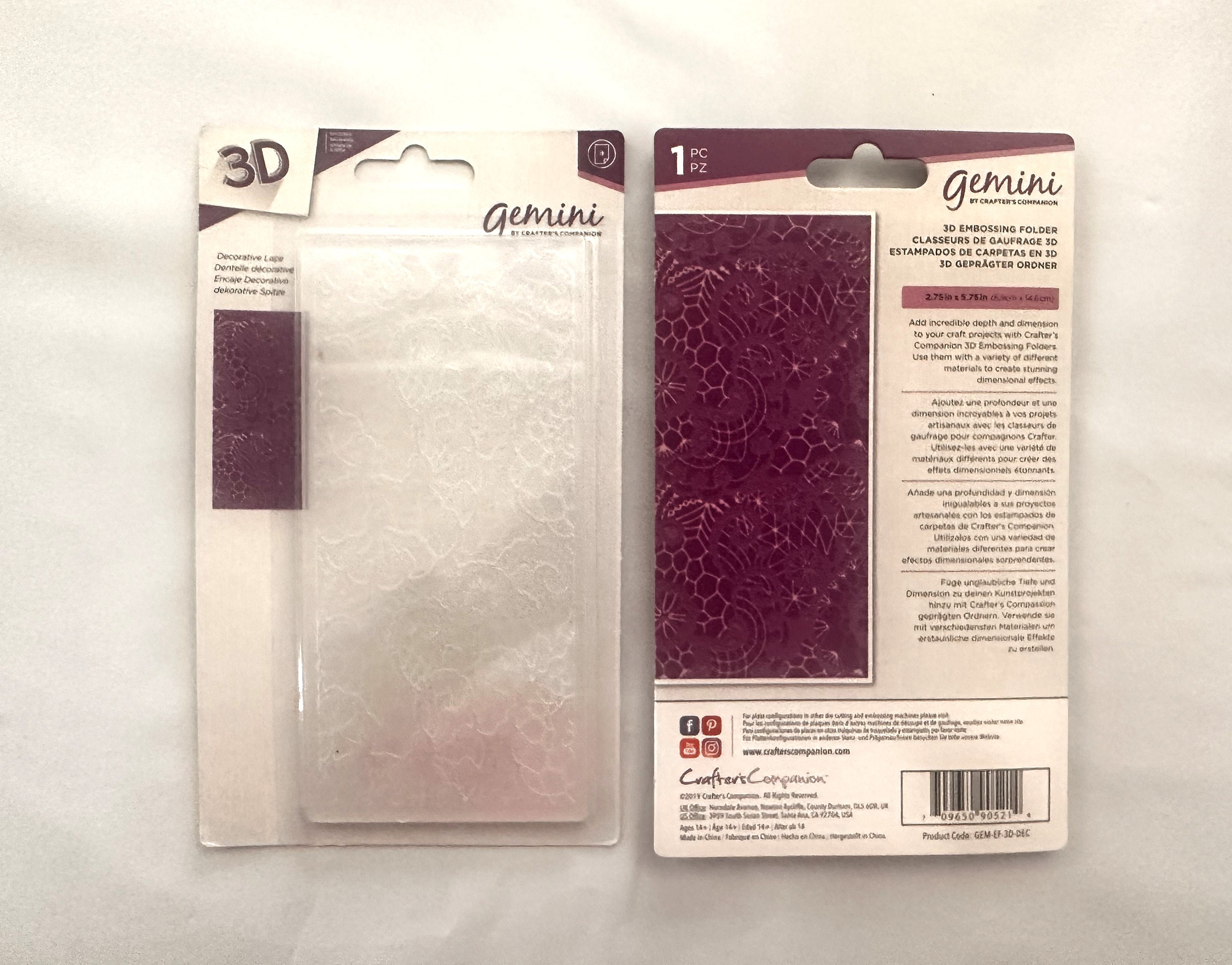 3D Embossing Folders Set of 6 Gemini 2.75 X 5.75 3D Embossing Folders