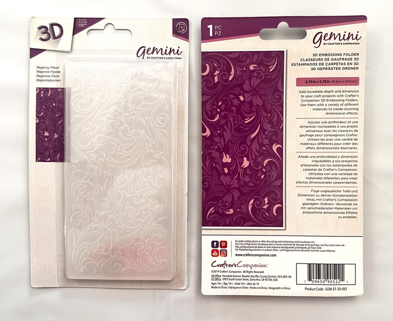 3D Embossing Folders Set of 6 Gemini 2.75 X 5.75 3D Embossing Folders