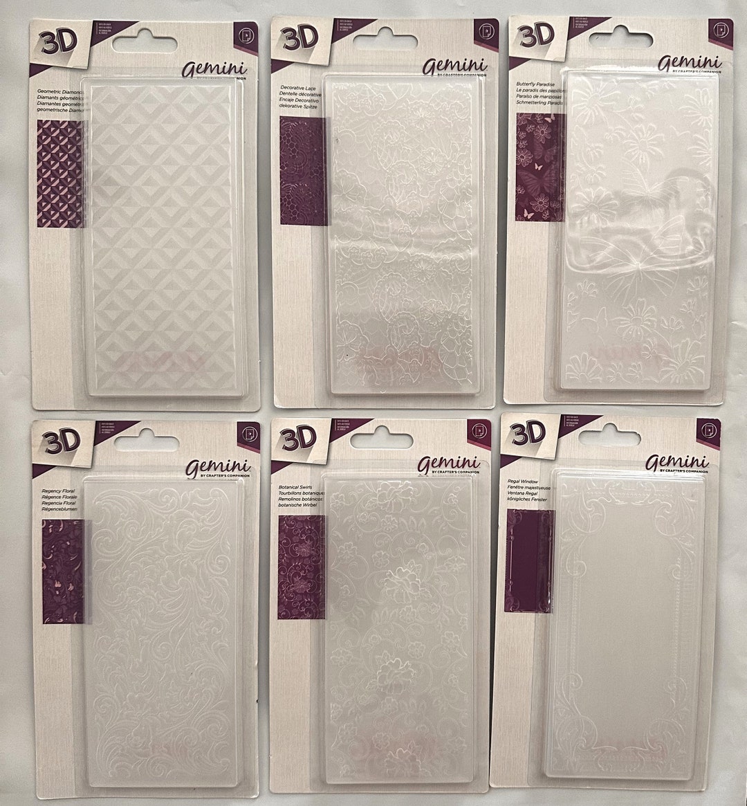 3D Embossing Folders Set of 6 Gemini 2.75 X 5.75 3D Embossing Folders