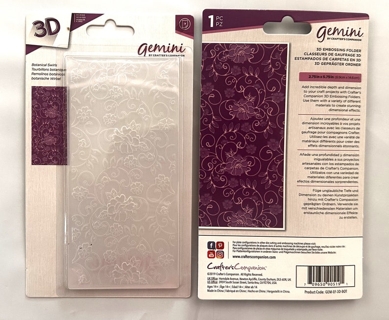 3D Embossing Folders Set of 6 Gemini 2.75 X 5.75 3D Embossing Folders
