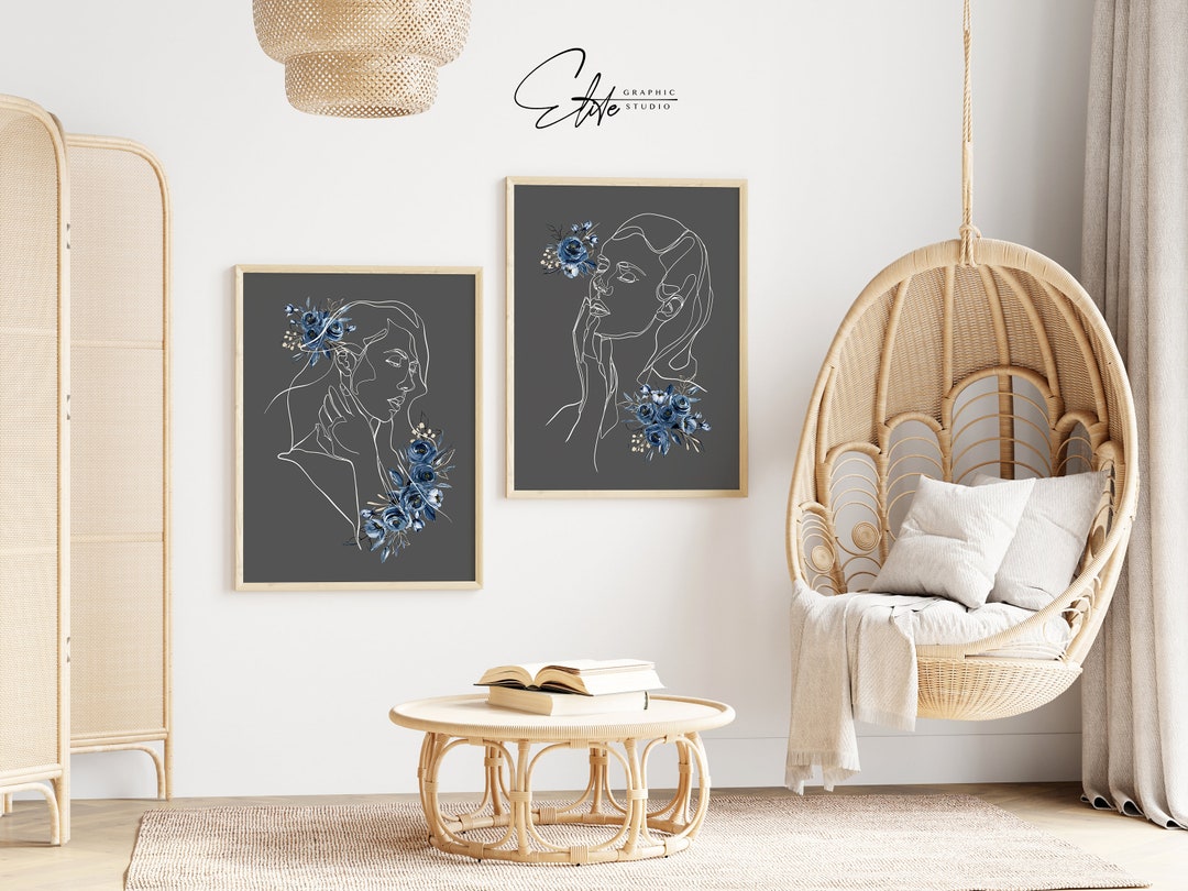 Woman Line Art, Minimalist Female Line Art Print, Boho Wall Art Gallery ...