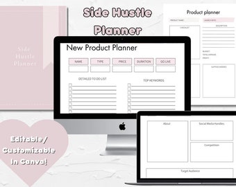Side Hustle Planner-Business Plan Template-Small Business Planner-Sales Tracker-Inventory Tracker-Order Forms-Project Planner-Finance Track