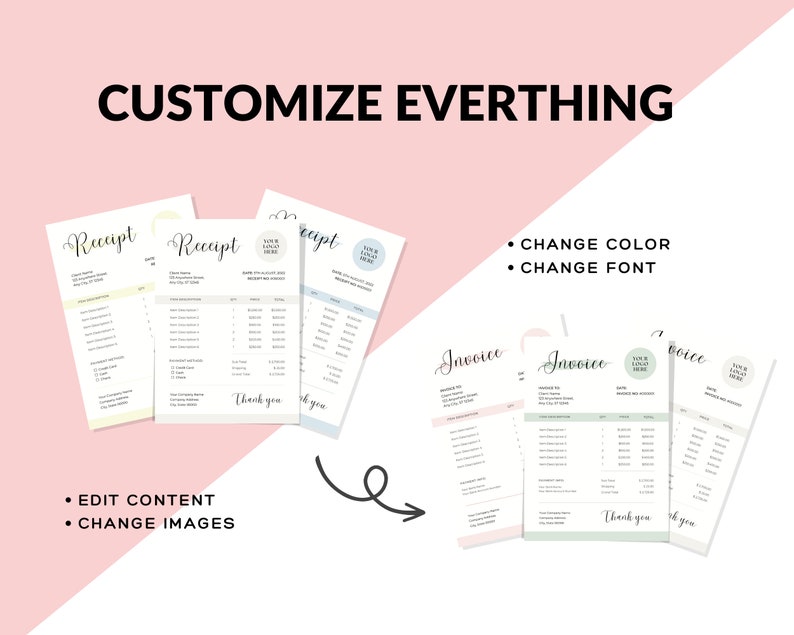 Editable Invoice and Receipt Template Bundleinvoice Template Download