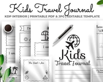 Digital Kids Travel Journal-Canva Template-Editable-Vacation Journal-Vacation Memory Book-Travel Log-Adventure Journal-Children Travel Diary