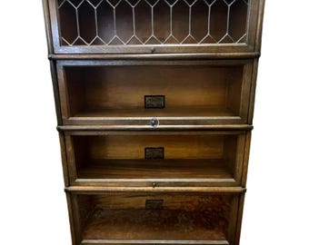 Antique 4 Stack Oak Barrister Bookcase With Drawer by the Globe Wernicke Co.