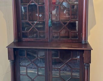 Turn of the Century American Empire Mahogany Step Back Bookcase