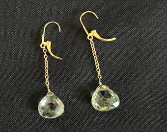 Gefacetteerde citrien 13 mm en 14 kt gouden bungeloorbellen