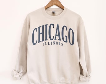 Chicago Illinois Sweatshirt, Vintage Style City Crewneck Pullover