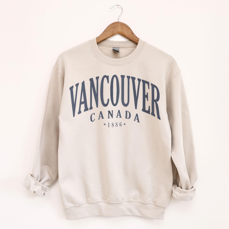 Vancouver Canada Sweatshirt, Vintage Style City Crewneck Pullover image 1