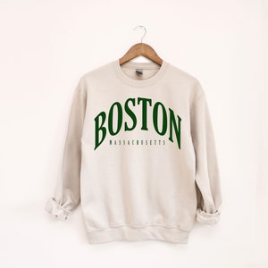 Felpa Boston, estetica vintage girocollo, camicia sportiva regalo, felpa con cappuccio Massachusetts, pullover universitario, maglione da viaggio regalo per lei