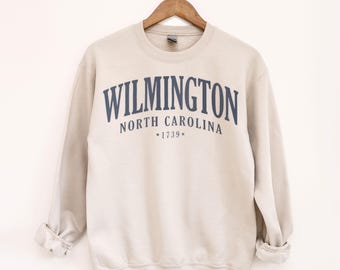 Wilmington North Carolina Sweatshirt Vintage Style City Crewneck Pullover