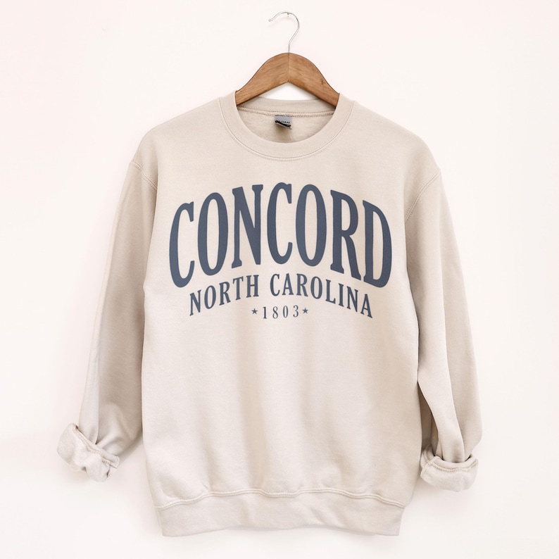 Concord North Carolina Sweatshirt, Vintage Style City Crewneck Pullover image 1