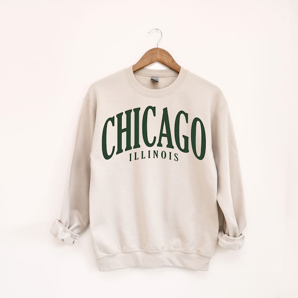 Chicago Illinois Crewneck Sweatshirt, Football Shirt Gifts, Sweater Souvenir, City Pullover Gift for Her, Men Trendy Aesthetic Shirts