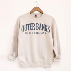 Outer Banks North Carolina Sweatshirt, Vintage Style City Crewneck Pullover image 1