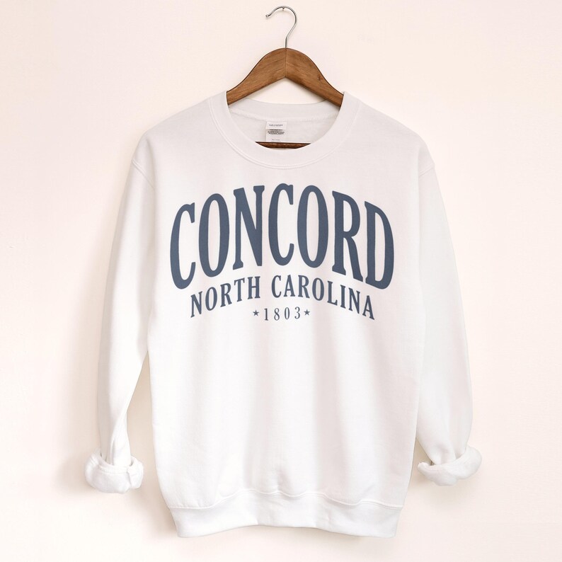 Concord North Carolina Sweatshirt, Vintage Style City Crewneck Pullover image 2