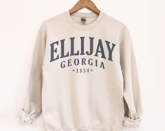 Ellijay Georgia Sweatshirt, Vintage Style City Crewneck Pullover