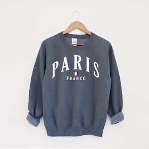 Paris Sweatshirt, Parisian Style Crewneck, France Vintage Aesthetic pullover, FR Ami shirt, Travel Sweater Gift for Her, Collegiate Text