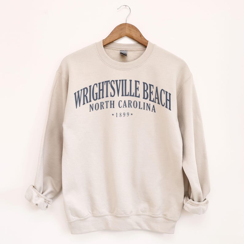 Wrightsville Beach North Carolina Sweatshirt, Vintage Style City Crewneck Pullover image 1