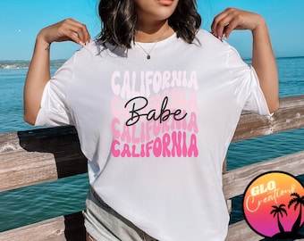 Roze California Babe Shirt, Cali Girl Tee, California Graphic Tee voor vrouwen, Oversized Graphic Tee, Cute California, Cali Babe T Shirt