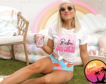 Pink South Carolina Babe Shirt, Carolina Girl Tee, Southern Graphic Tee for Women, Carolina Graphic Tee, Southern Girl, Carolina Babe TShirt